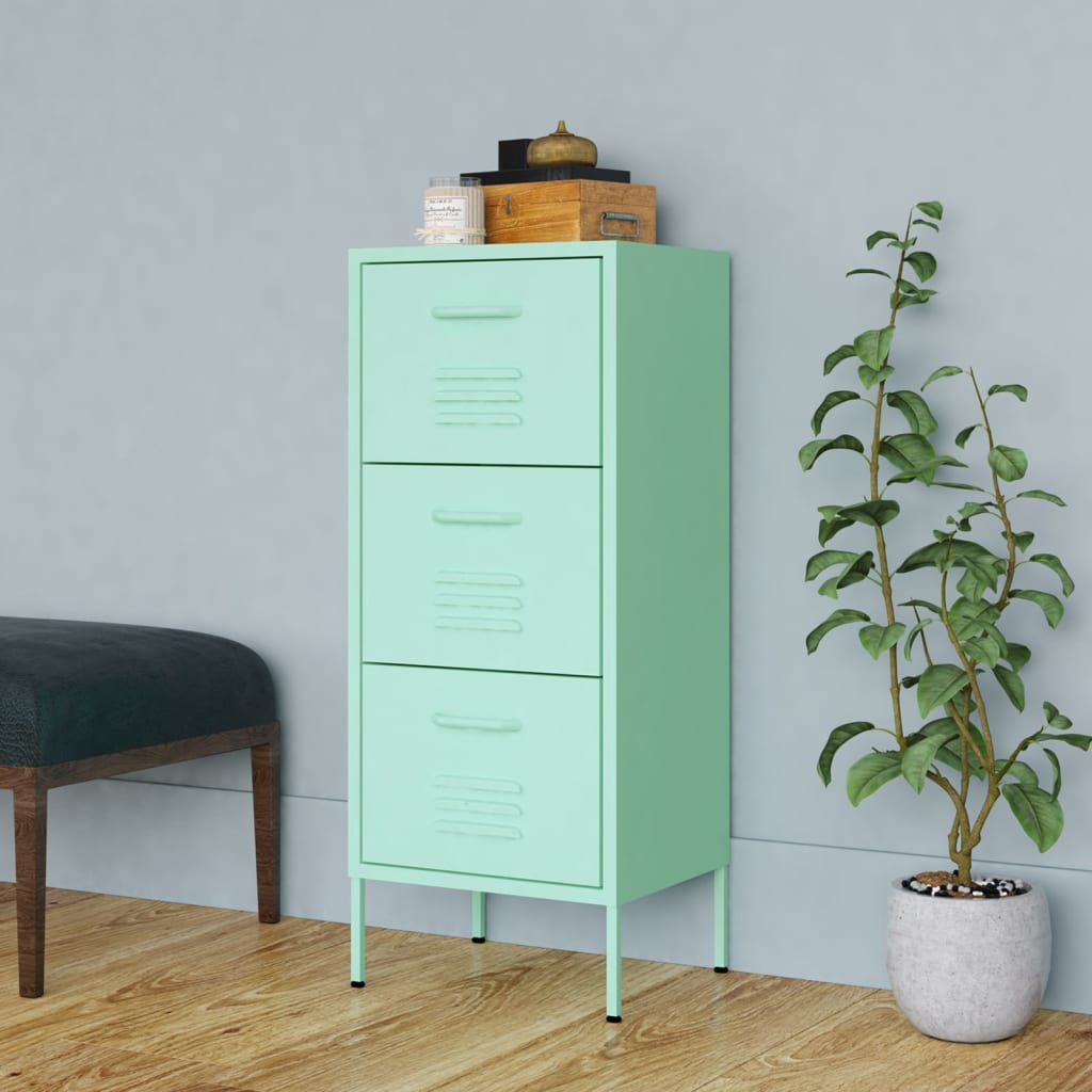 vidaXL Storage Cabinet Mint Green 42.5x35x101.5 cm Steel
