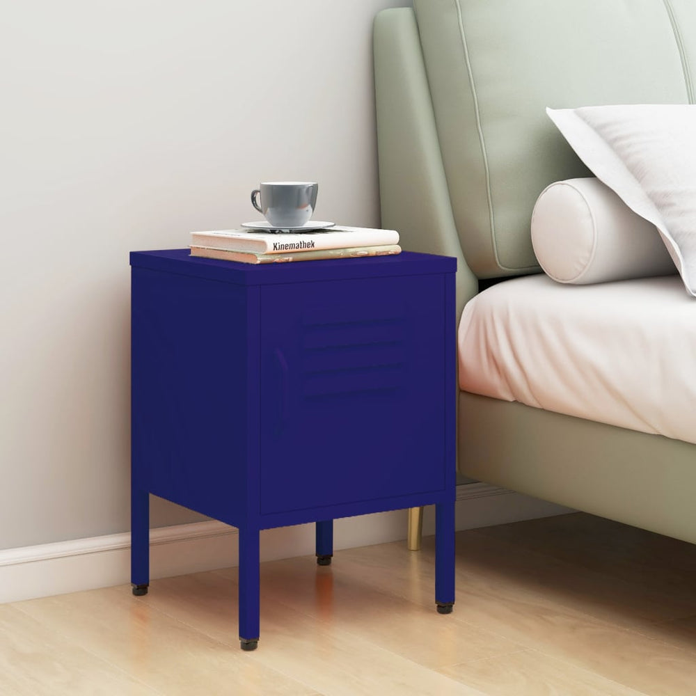 vidaXL Nightstand Navy Blue 35x35x51 cm Steel