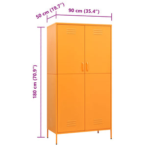 vidaXL Wardrobe Mustard Yellow 90x50x180 cm Steel