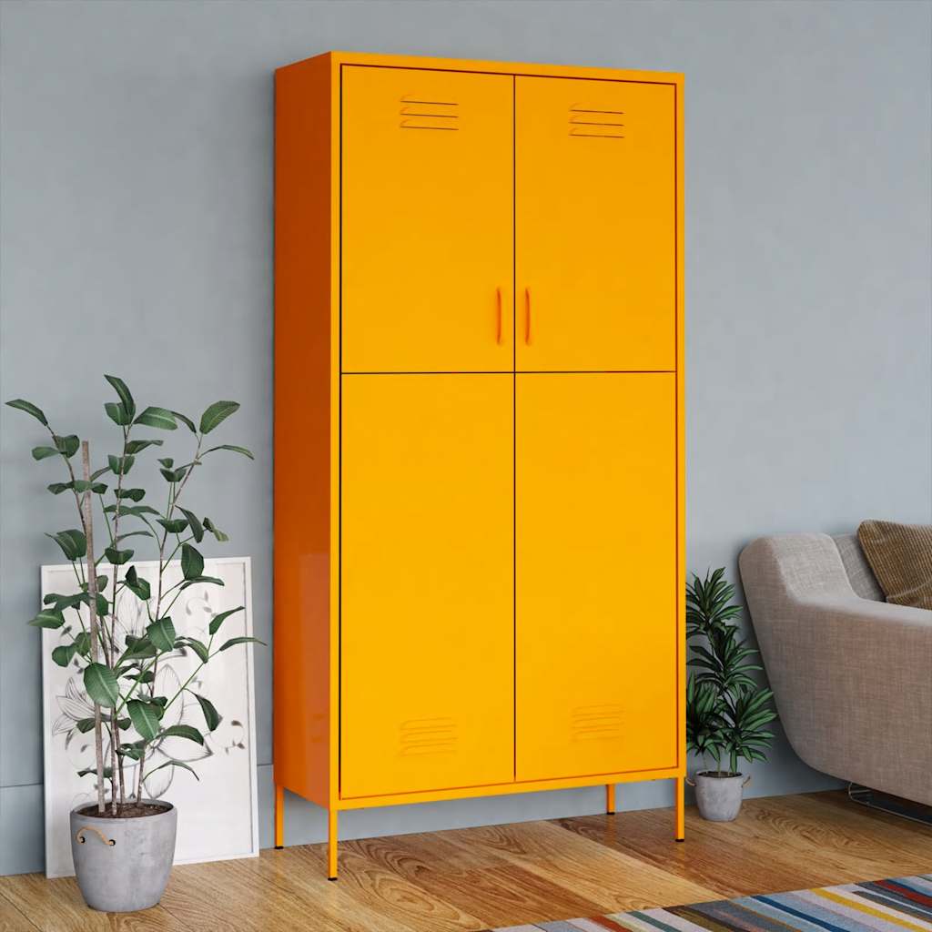 vidaXL Wardrobe Mustard Yellow 90x50x180 cm Steel