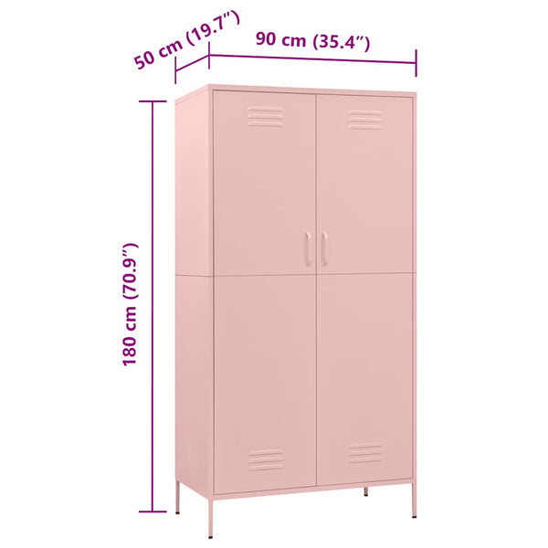 vidaXL Wardrobe Pink 90x50x180 cm Steel