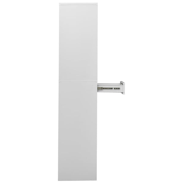 vidaXL Office Cabinet Light Gray 90x40x180 cm Steel and Tempered Glass