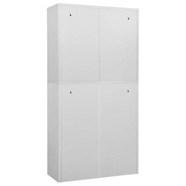 vidaXL Office Cabinet Light Gray 90x40x180 cm Steel and Tempered Glass