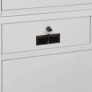 vidaXL Office Cabinet Light Gray 90x40x180 cm Steel and Tempered Glass