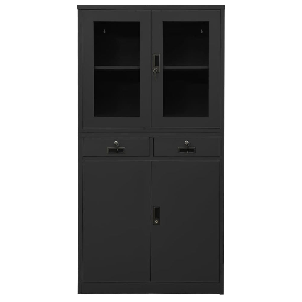 vidaXL Office Cabinet Anthracite 90x40x180 cm Steel Tempered Glass