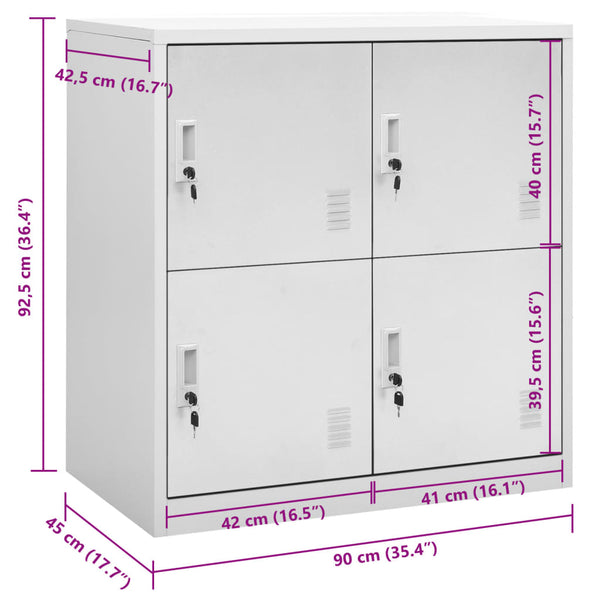 vidaXL Locker Cabinet Light Gray 90x45x92.5 cm Steel