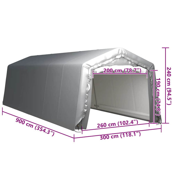 vidaXL Storage Tent 300x900 cm Steel Grey