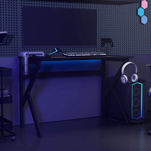 vidaXL Gaming Desk with K-Shaped Legs Black and Red 110x60x75 cm