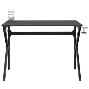 vidaXL Gaming Desk with K-Shaped Legs Black and Red 110x60x75 cm