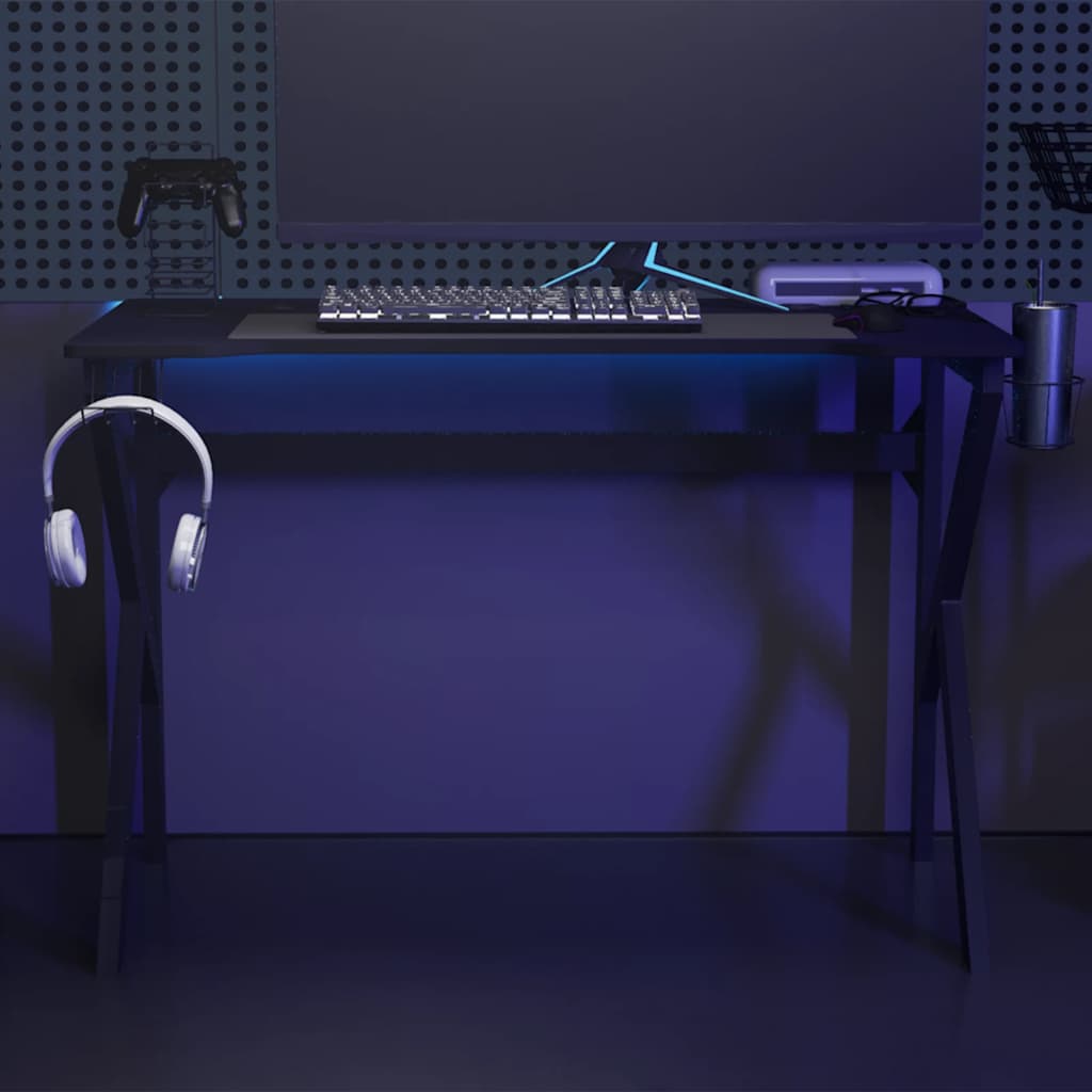 vidaXL Gaming Desk with K-Shaped Legs Black and Red 110x60x75 cm