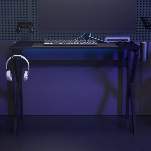 vidaXL Gaming Desk with K-Shaped Legs Black and Red 110x60x75 cm