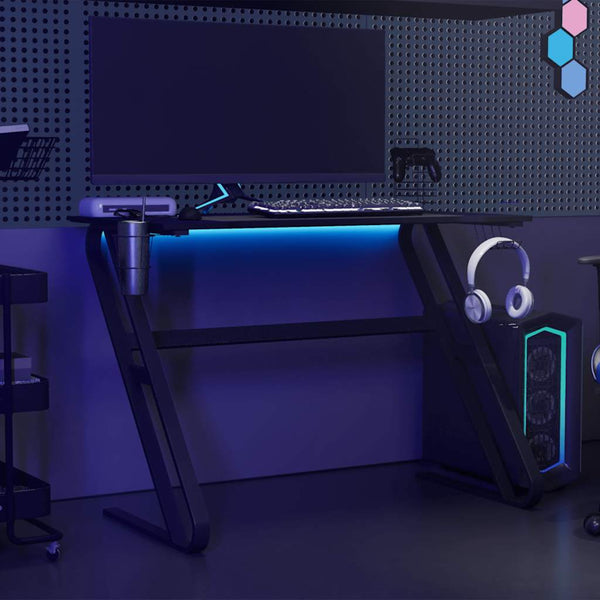 vidaXL Gaming Desk with Z-Shaped Legs Black 110x60x75 cm
