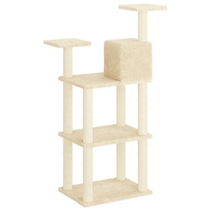 vidaXL Cat Tree with Sisal Scratching Posts Cream 118.5 cm