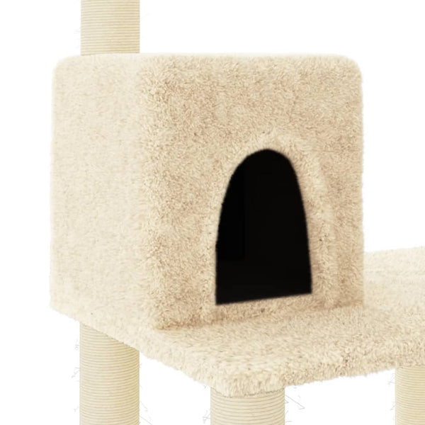 vidaXL Cat Tree with Sisal Scratching Posts Cream 118.5 cm