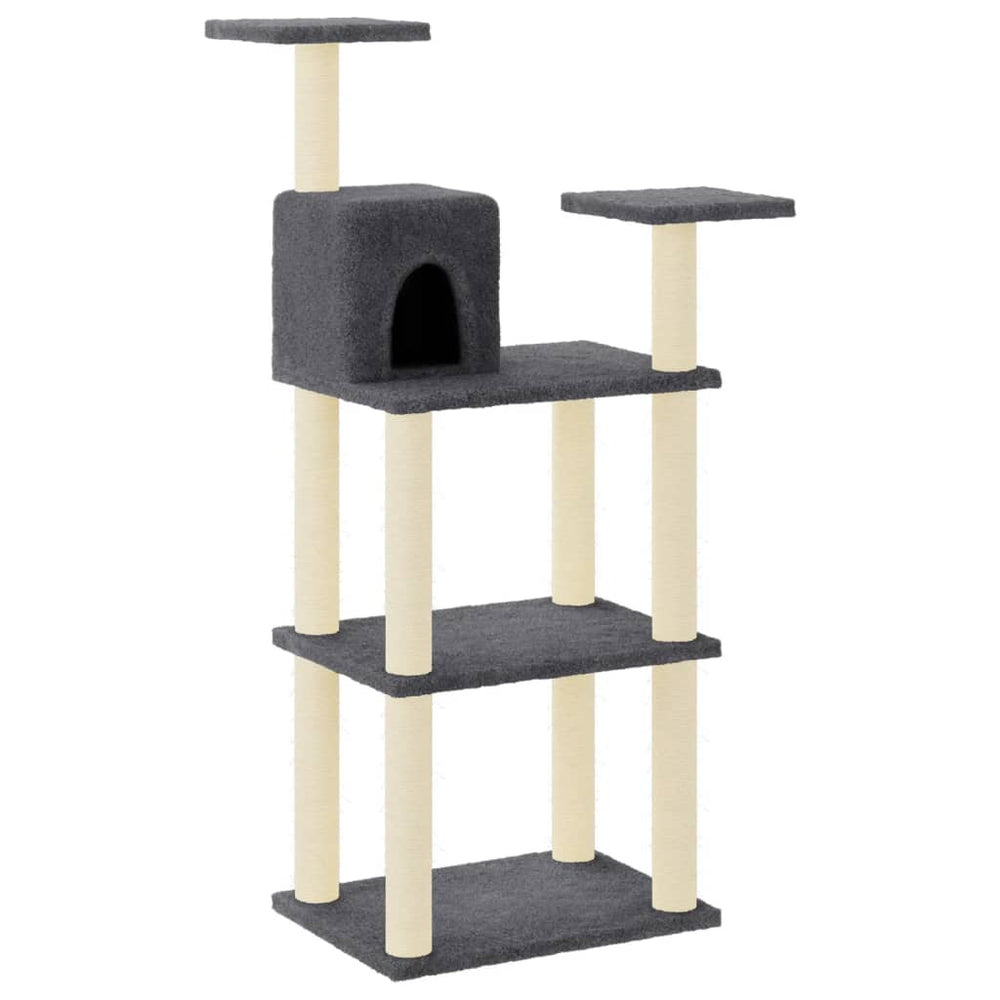 vidaXL Cat Tree with Sisal Scratching Posts Dark Grey 118.5 cm