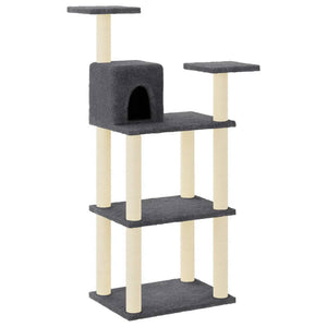 vidaXL Cat Tree with Sisal Scratching Posts Dark Grey 118.5 cm