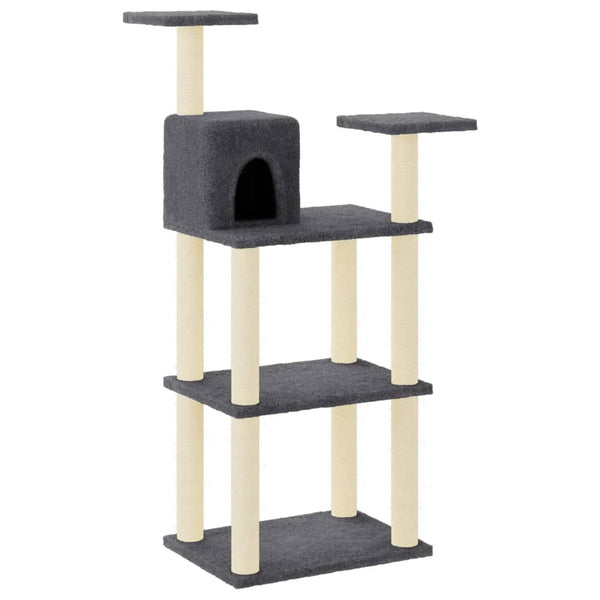 vidaXL Cat Tree with Sisal Scratching Posts Dark Grey 118.5 cm