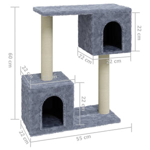 vidaXL Cat Scratching Post with Sisal Scratching Poles Light Grey 60 cm
