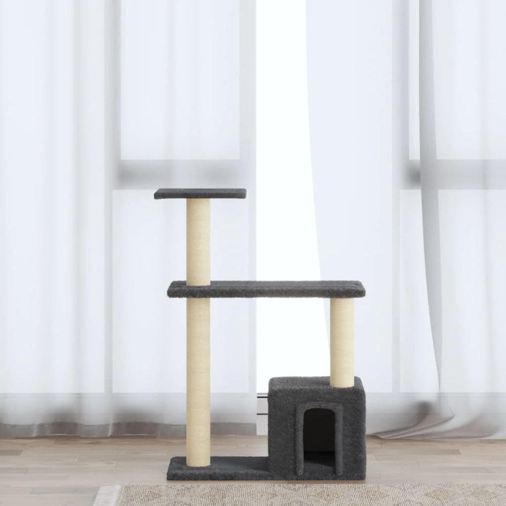 vidaXL Cat Tree with Sisal Scratching Posts Dark Gray 70 cm