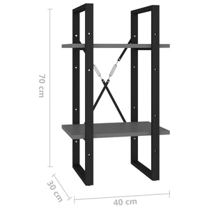vidaXL Bookcase with 2 Compartments Grey 40x30x70 cm Engineered Wood