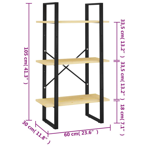 Massivholz Standregal Kiefer 60x30x105 cm