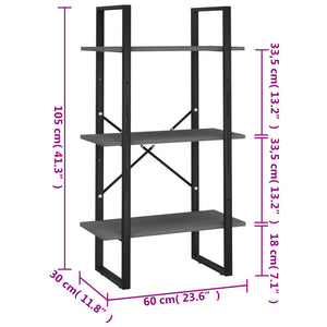 Graues Kiefer Massivholz Standregal 60x105 cm