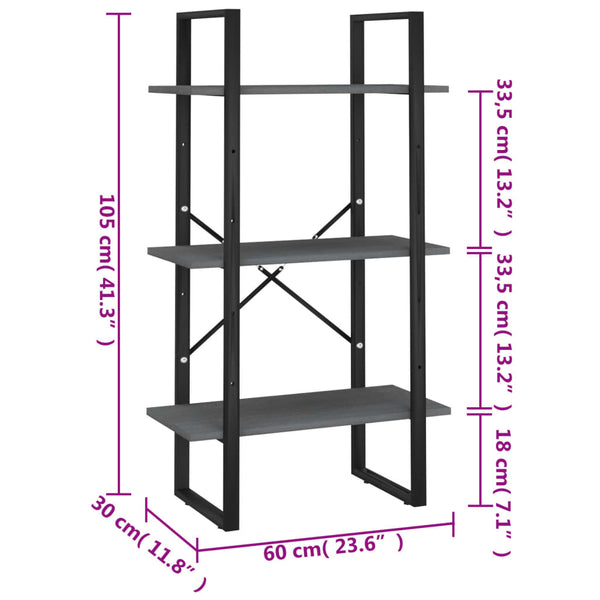 Graues Kiefer Massivholz Standregal 60x105 cm
