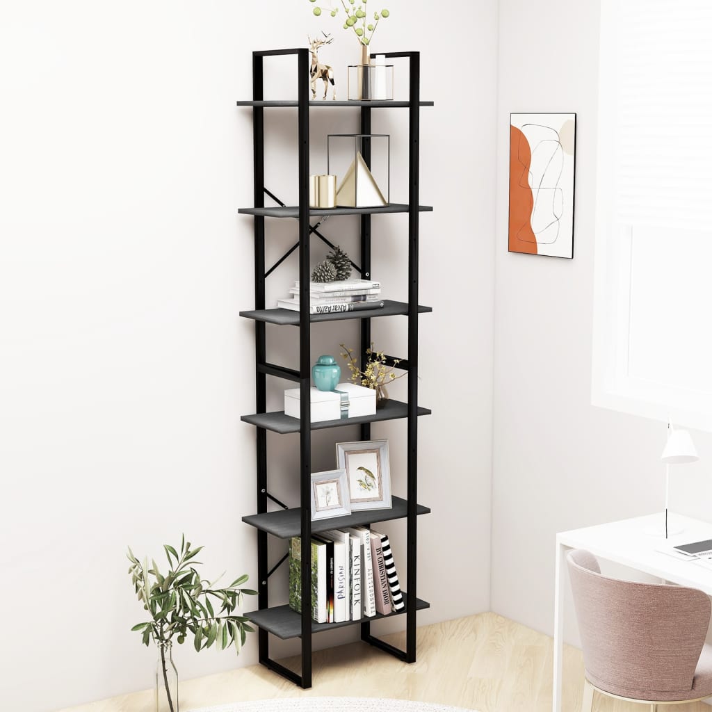 Graues Lagerregal Kiefer Massivholz 60x30x210 cm