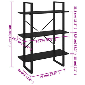 Schwarzes Bücherregal 80x105 cm