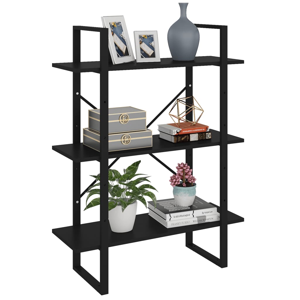 Schwarzes Bücherregal 80x105 cm