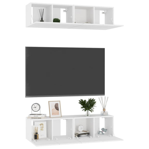 vidaXL TV Cabinets 4 pcs. White 60x30x30 cm Engineered Wood
