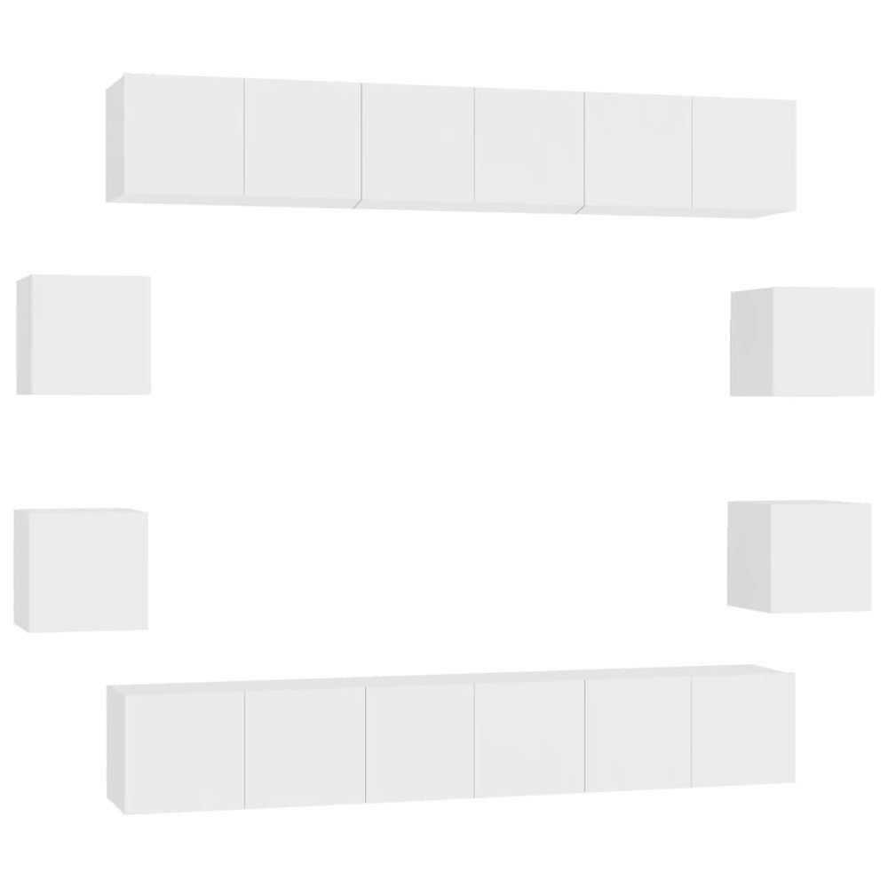 vidaXL 10-piece TV Cabinet Set White Engineered Wood