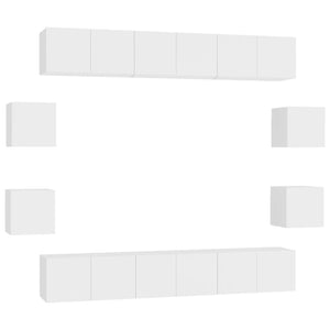 vidaXL 10-piece TV Cabinet Set White Engineered Wood