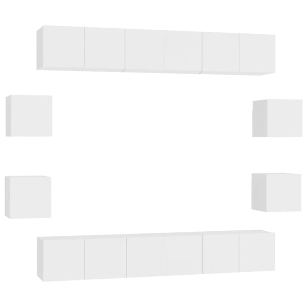 vidaXL 10-piece TV Cabinet Set White Engineered Wood