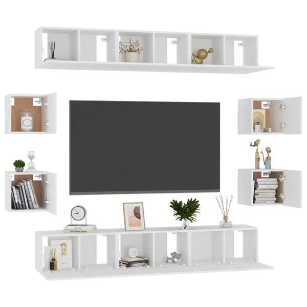 vidaXL 10-piece TV Cabinet Set White Engineered Wood