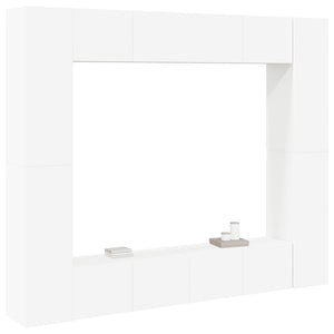 vidaXL 8-Piece TV Cabinet Set White Engineered Wood