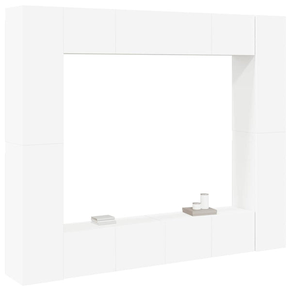 vidaXL 8-Piece TV Cabinet Set White Engineered Wood