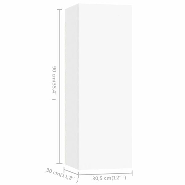 vidaXL 8-Piece TV Cabinet Set White Engineered Wood
