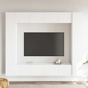 vidaXL 8-Piece TV Cabinet Set White Engineered Wood