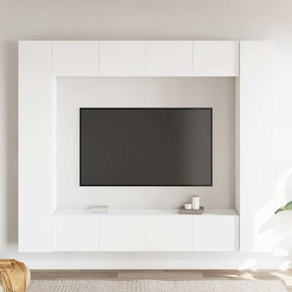 vidaXL 8-Piece TV Cabinet Set White Engineered Wood