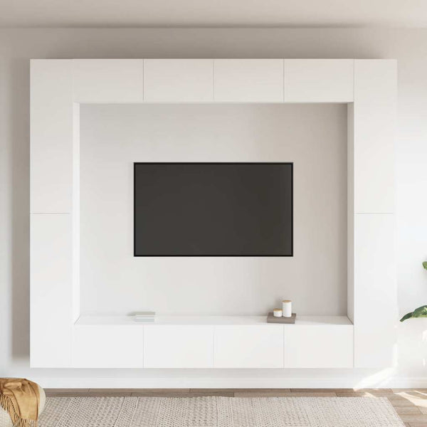vidaXL 8-Piece TV Cabinet Set White Engineered Wood