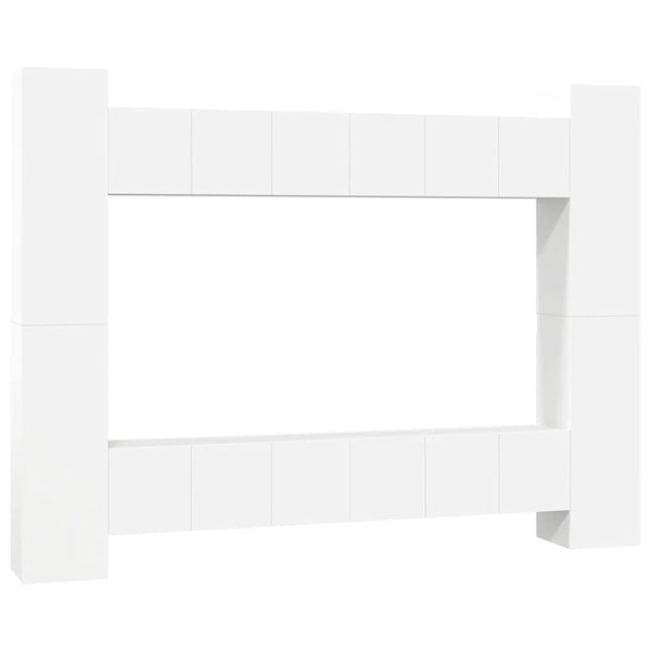 vidaXL 10-piece TV Cabinet Set White Engineered Wood