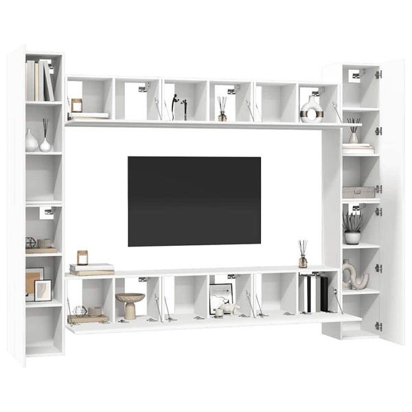 vidaXL 10-piece TV Cabinet Set White Engineered Wood