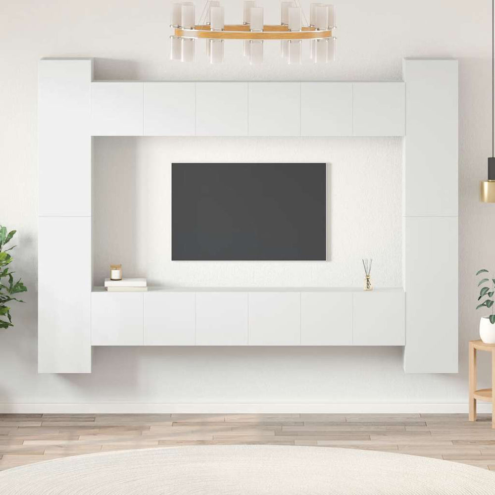 vidaXL 10-piece TV Cabinet Set White Engineered Wood