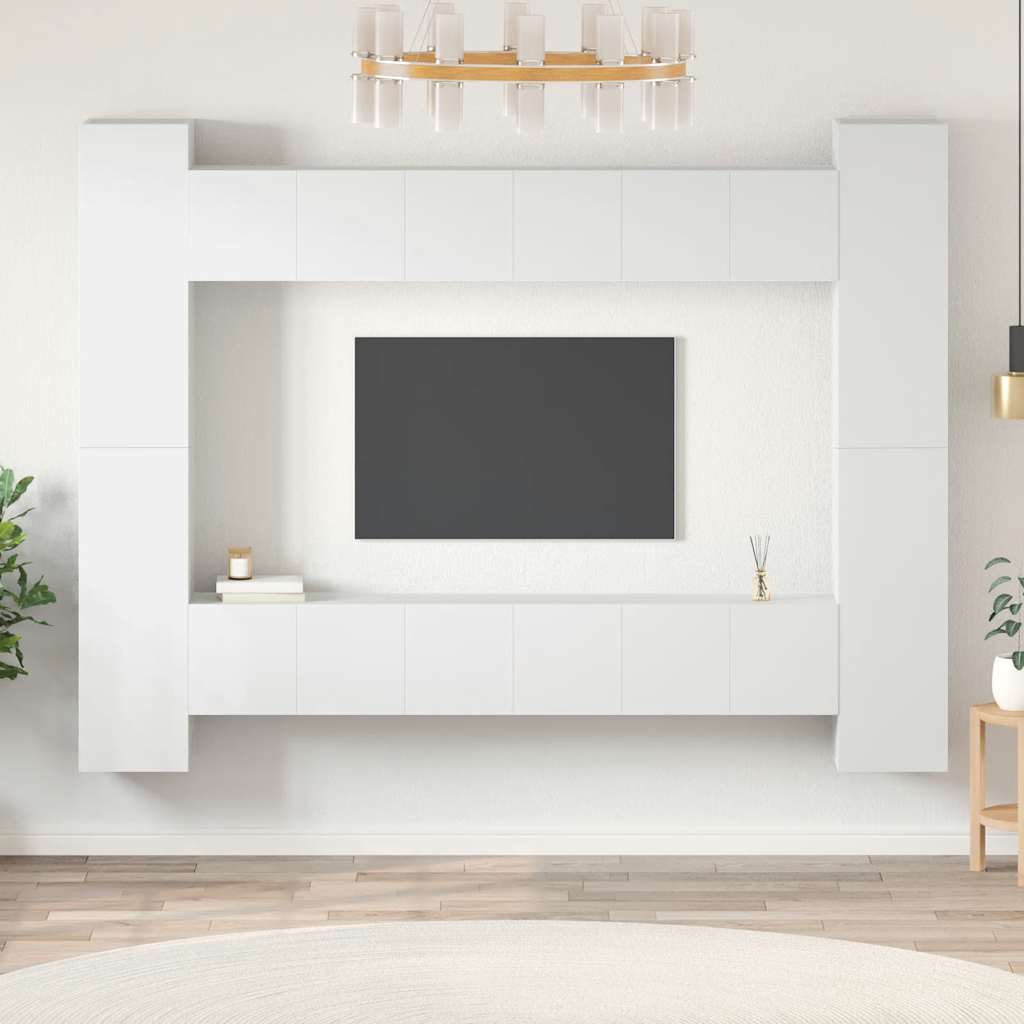 vidaXL 10-piece TV Cabinet Set White Engineered Wood