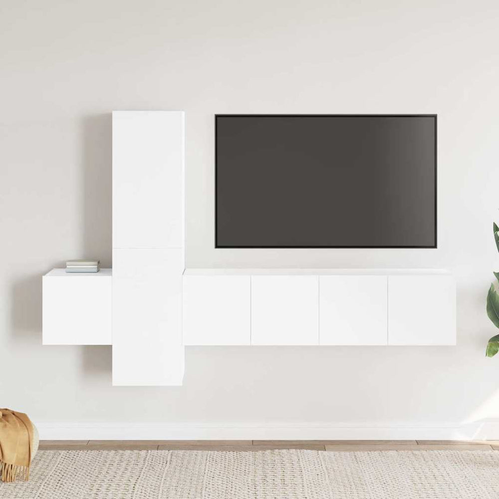 vidaXL 5-Piece TV Cabinet Set White Engineered Wood