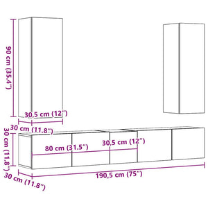 vidaXL 5-Piece TV Cabinet Set White Engineered Wood