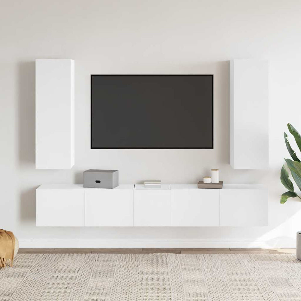 vidaXL 5-Piece TV Cabinet Set White Engineered Wood