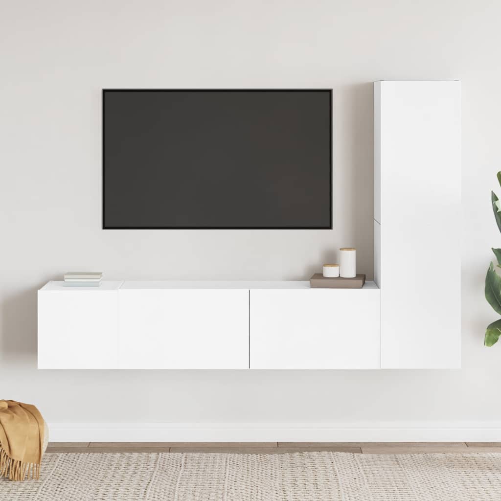 vidaXL 3-Piece TV Cabinet Set White Engineered Wood