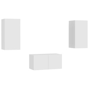 vidaXL 3-Piece TV Cabinet Set White Engineered Wood